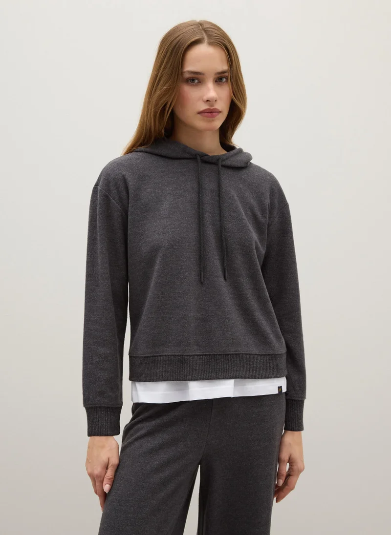 او في اس OVS Grey Regular Fit Hoodie